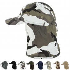 Baseball Cap Camping Boonie Fishing Ear Flap Sun Neck Cover Visor Camo Army Hat  eb-12989945
